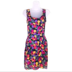 Early 90s Floral Print Dress by Brooks Atelier New York Summer Dress Zipper Back